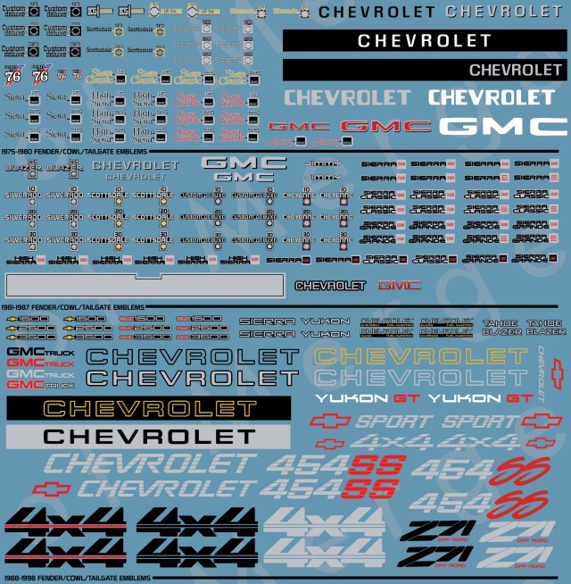 1975-1998 Chevrolet & GMC C/K Pick-up Emblem Set